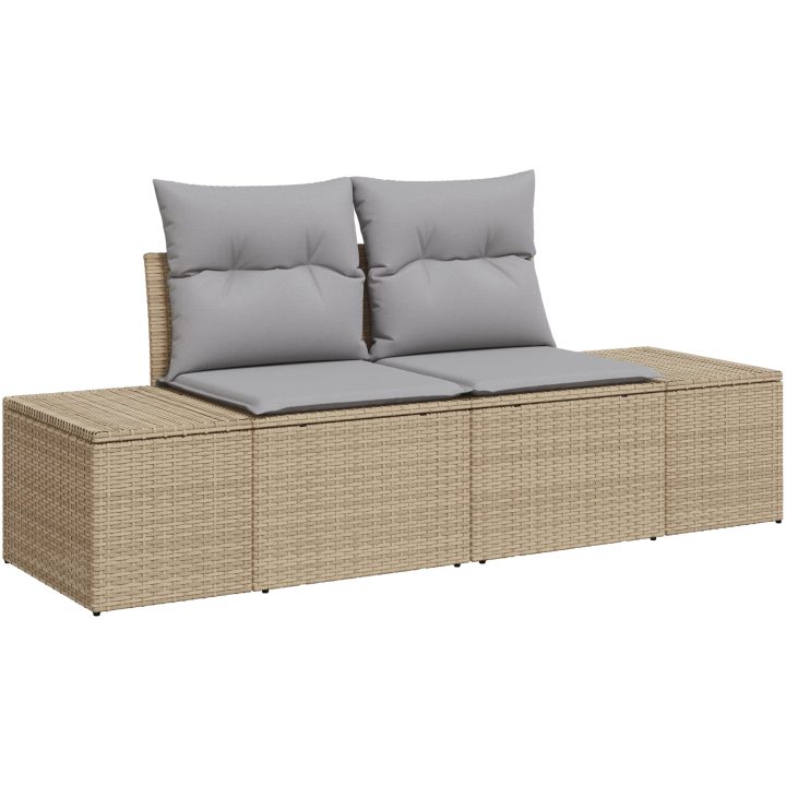 6-delat trädgårdsoffset med kuddar i beige poly rattan vidaXL 100 x 55 x 73 cm – bild 4
