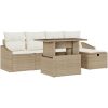 6-delat trädgårdsoffset med kuddar i beige poly rattan. vidaXL 100 x 55 x 73 cm – miniatyr 2