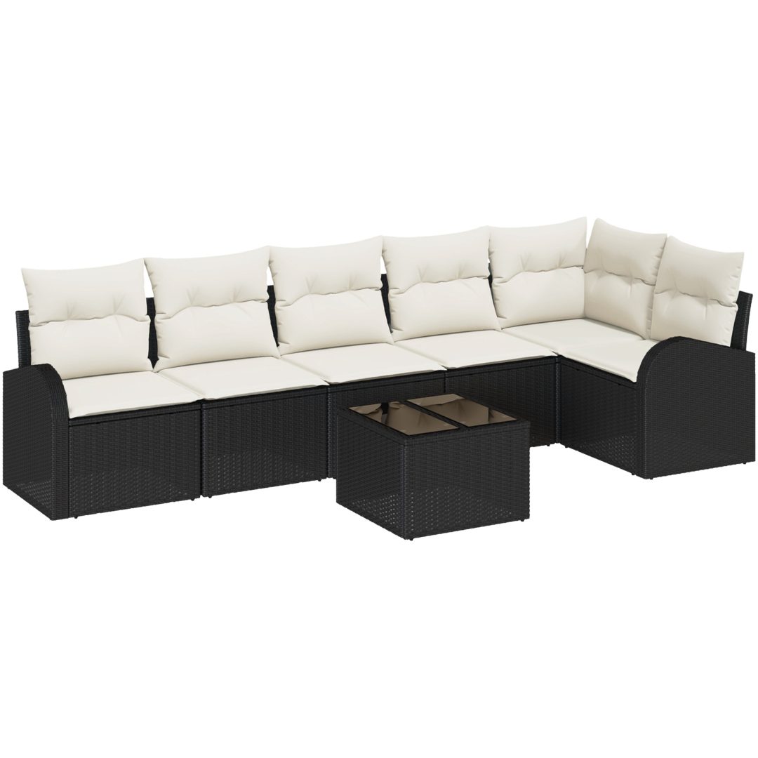 6-delat trädgårdsoffset med kuddar i brunt polyrotting vidaXL Stor – bild 2