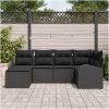 6-delat Trädgårdsoffset med kuddar Svart Poly Konstrotting vidaXL 234 x 124 x 85 cm – miniatyr 3