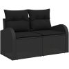 6-delat Trädgårdsoffset med kuddar Svart Poly Konstrotting vidaXL 234 x 124 x 85 cm – miniatyr 4