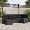 6-delat Trädgårdsoffset med kuddar Svart Poly Konstrotting vidaXL 234 x 124 x 85 cm – miniatyr 1