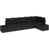 6-delat Trädgårdsoffset med Kuddar Svart Poly Rattan vidaXL 184 x 62 x 85 cm – miniatyr 2