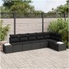 6-delat Trädgårdsoffset med Kuddar Svart Poly Rattan vidaXL 184 x 62 x 85 cm – miniatyr 1