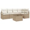 6-delat Trädgårdsoffsset med Kuddar Brunt Poly Rattan vidaXL Singel, mellan, 120 x 62 x 69 cm, kompakt – miniatyr 2