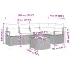 6-delat Trädgårdsoffsset med Kuddar Brunt Poly Rattan vidaXL Singel, mellan, 120 x 62 x 69 cm, kompakt – miniatyr 9