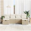 6-delat trädgårdsofsset med kuddar Beige Poly Rattan vidaXL 234 x 117 x 85 cm – miniatyr 3