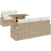 6-delat trädgårdsset med kuddar beige poly rotting akacia vidaXL 100 x 55 x 73 cm – miniatyr 2