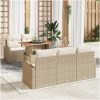 6-delat trädgårdsset med kuddar beige poly rotting akacia vidaXL 100 x 55 x 73 cm – miniatyr 1