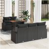 6-delat trädgårdsset med kuddar svart poly rattan akacia vidaXL 100 x 55 x 73 cm – miniatyr 1