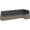 6-delat trädgårdssofa set med kuddar grå polyrotting vidaXL 289 x 124 x 85 cm – miniatyr 2