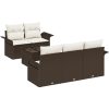 6-delat trädgårdssoff-set med kuddar brun poly rotting vidaXL 55 x 55 x 37 cm – miniatyr 2
