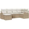 6-delat trädgårdssoffset med kuddar beige poly rattan vidaXL Stor – miniatyr 2