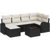 6-delat trädgårdssoffset med kuddar brun poly rattan vidaXL Medium – miniatyr 2