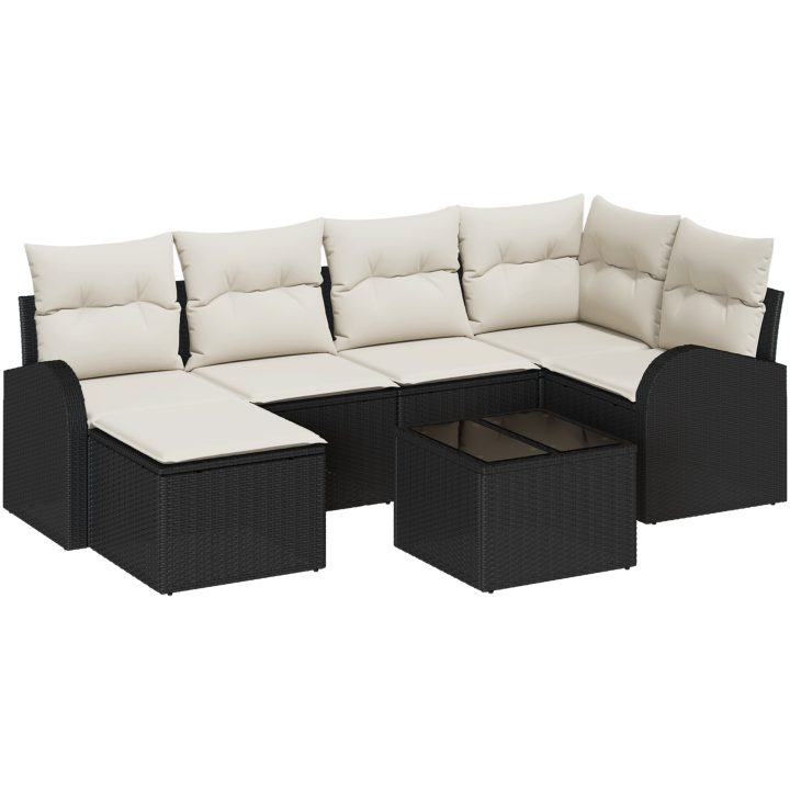 6-delat trädgårdssoffset med kuddar brun poly rattan vidaXL Medium – bild 2