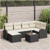 6-delat trädgårdssoffset med kuddar brun poly rattan vidaXL Medium – miniatyr 1