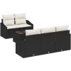 6-delat Trädgårdssoffset med Kuddar i Svart Poly Rattan vidaXL 55 x 55 x 37 cm – miniatyr 2