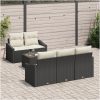 6-delat Trädgårdssoffset med Kuddar i Svart Poly Rattan vidaXL 55 x 55 x 37 cm – miniatyr 3