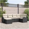 6-delat trädgårdssoffset med kuddar Svart Poly Rattan vidaXL 55 x 55 x 37 cm – miniatyr 1