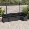 6-delat Trädgårdssoffset med Kuddar Svart Poly-Rotting vidaXL 288.5 x 123.5 x 85 cm – miniatyr 1