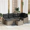 6-delat utemöbelset med kuddar, svart poly rattan vidaXL 55 x 55 x 37 cm – miniatyr 1