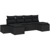 6-dels Trädgårdsoffaset med Kuddar Svart Poly Rattan vidaXL 184 x 62 x 85 cm – miniatyr 2