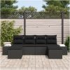 6-dels Trädgårdsoffaset med Kuddar Svart Poly Rattan vidaXL 184 x 62 x 85 cm – miniatyr 3
