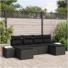 6-dels Trädgårdsoffaset med Kuddar Svart Poly Rattan vidaXL 184 x 62 x 85 cm – miniatyr 1