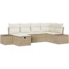 6-dels trädgårdsoffasett med kuddar i beige, poly rattan vidaXL 264 x 154 x 85 cm – miniatyr 2