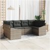 6-dels Trädgårdsoffset med Kuddar Grå Poly Rattan vidaXL 234 x 123.5 x 85 cm – miniatyr 1