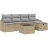 6-dels trädgårdssoffgrupp med kuddar i beige poly rattan vidaXL 55 x 55 x 37 cm – miniatyr 2