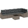 6-dels trädgårdssoffset med kuddar svart poly rattan vidaXL 288.5 x 123.5 x 85 cm – miniatyr 2