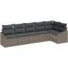 6-delta trädgårdsmöbelset med kuddar i grå poly-rattan vidaXL 288.5 x 123.5 x 85 cm – miniatyr 2
