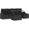 6 styckars trädgårdsoff set med kuddar svart poly rotting vidaXL 55 x 55 x 37 cm – miniatyr 2