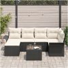 6 Stycken Trädgårdsoff Set med Kuddar Brun Poly Rattan vidaXL 55 x 55 x 37 cm – miniatyr 3