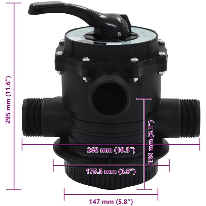 6-vägsventil för sandfilter ABS 1,5" vidaXL – bild 11
