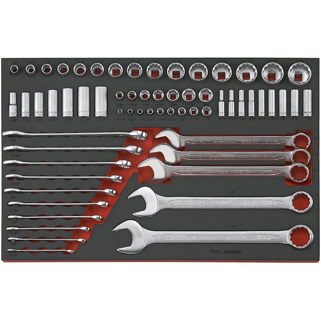 62 delars U-ringnyckel- och hylssats TTEAF62 Teng Tools VERKTYGSSATS TUM EVA 62 DEL – bild 2