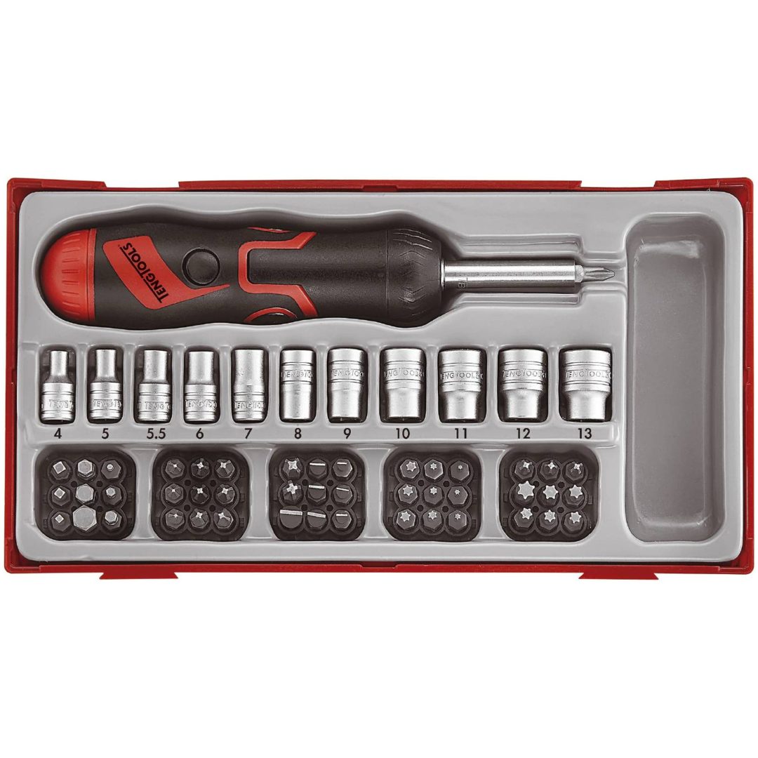 64 delars Bitsskruvmejselsats TTMDRT64 Teng Tools BITSSPÄRRSKRUVMEJSELSATS 64DEL