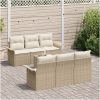 7 Bitars trädgårdsoffset med kuddar Beige Poly Rattan vidaXL Stor – miniatyr 3