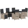 7-dela trädgårdsdining set med kuddar Ljusgrå Poly Rattan vidaXL 6 - Sits – miniatyr 2