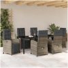 7-dela trädgårdsdining set med kuddar Ljusgrå Poly Rattan vidaXL 6 - Sits – miniatyr 4
