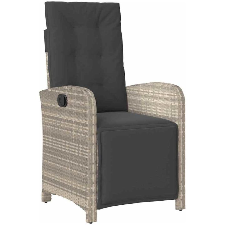 7-dela trädgårdsdining set med kuddar Ljusgrå Poly Rattan vidaXL 6 - Sits – bild 6