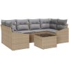 7-Dela Trädgårdsgrupp Med Kuddar i Beige Poly Rattan vidaXL 55 x 55 x 37 cm – miniatyr 2