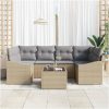 7-Dela Trädgårdsgrupp Med Kuddar i Beige Poly Rattan vidaXL 55 x 55 x 37 cm – miniatyr 3