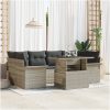 7-Dela Trädgårdsoff Set med Kuddar - Ljusgrå Poly Rattan vidaXL 100 x 55 x 73 cm – miniatyr 3