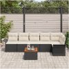 7-dela Trädgårdsoffaset med kuddar Svart Poly Rattan Acacia vidaXL 55 x 55 x 37 cm – miniatyr 3