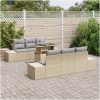 7-delad soffgrupp i beige poly-rattan med kuddar vidaXL 100 x 55 x 73 cm – miniatyr 3