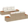 7-delad soffgrupp med kuddar i beige polyrotting och akacia vidaXL 55 x 55 x 37 cm – miniatyr 2