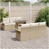 7-delad soffgrupp med kuddar i beige polyrotting vidaXL 100 x 55 x 73 cm – miniatyr 3