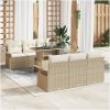 7-delad soffgrupp med kuddar i beige polyrotting vidaXL 100 x 55 x 73 cm – miniatyr 1